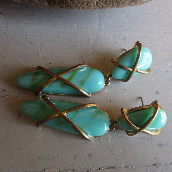 Sugarfix by Baublebar Green Enameled Dangle Drop Post Earrings - Picture 2 of 4